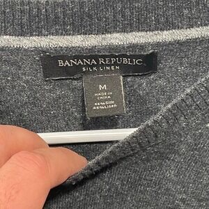 Banana Republic Mens Dark Gray Silk Linen‎ Crewneck Sweater Size M